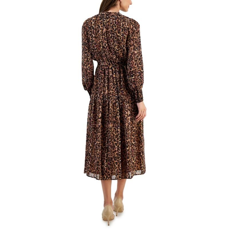 Anne Klein Womens Chiffon Printed Midi Dress
